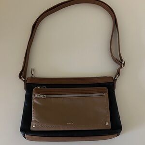 Relic Black and Brown Crossbody Bag-Lots of Pockets!